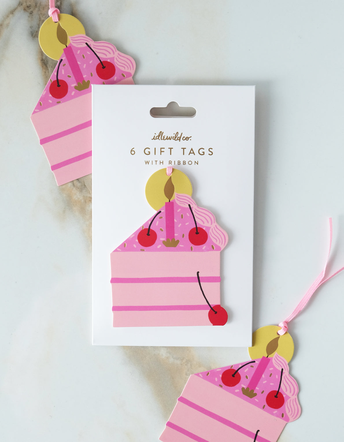 Die-Cut Gift Tag | Pink Cherry Birthday Cake