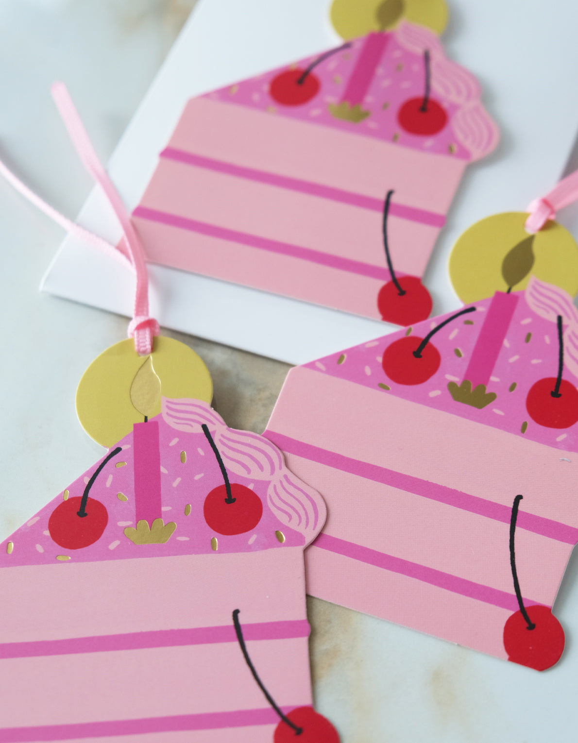 Die-Cut Gift Tag | Pink Cherry Birthday Cake