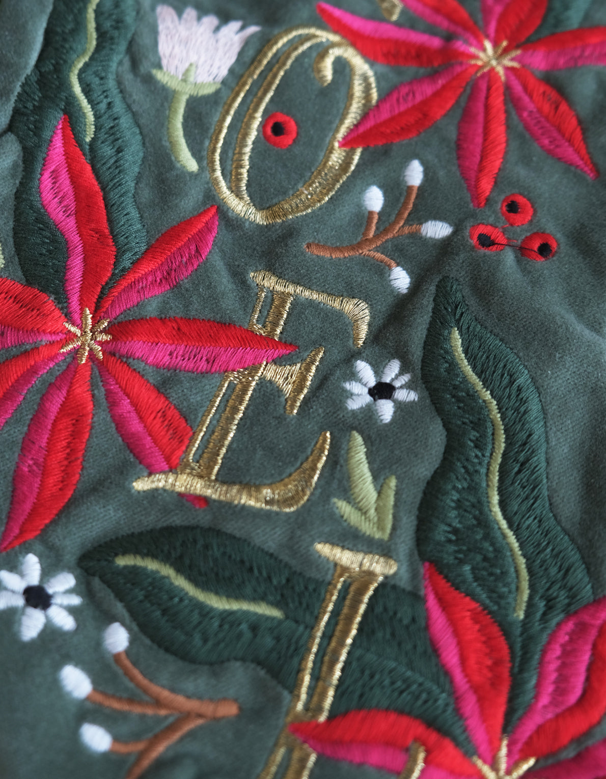 Noel Poinsettia Velvet Holiday Stocking
