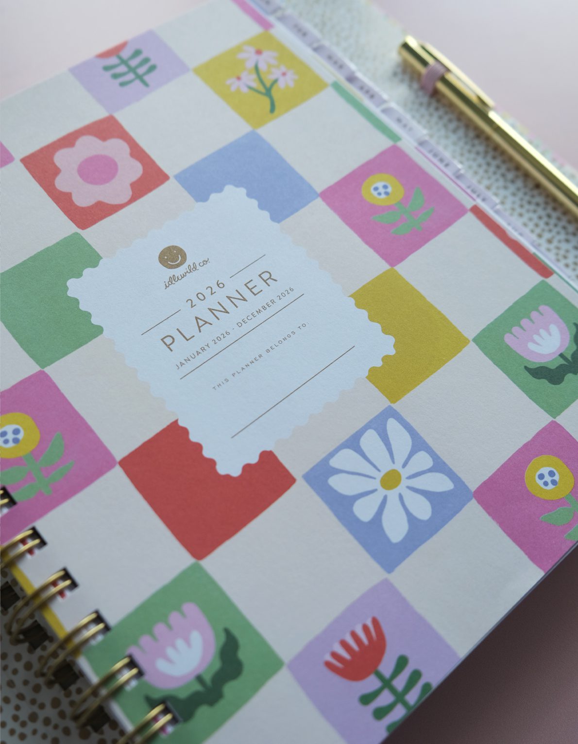 Floral Checks 2026 Hardcover Planner