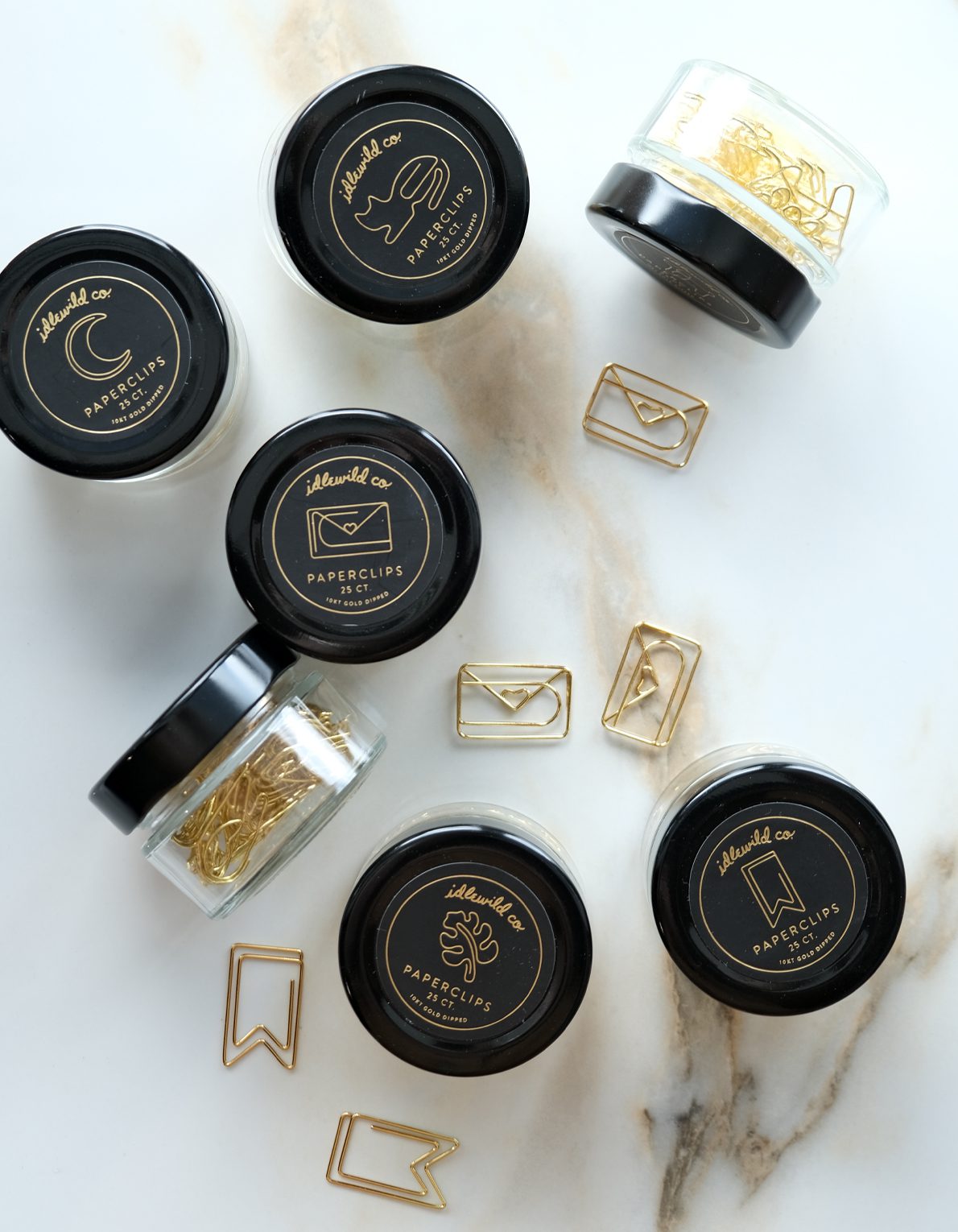 Gold Plated Paper Clips (Jar of 25) | Flag