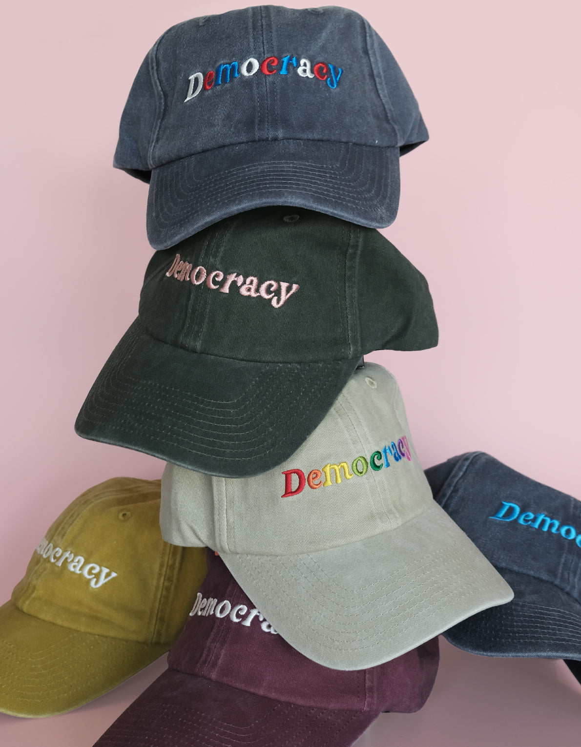 Embroidered Hat | Democracy, Red, White & Blue