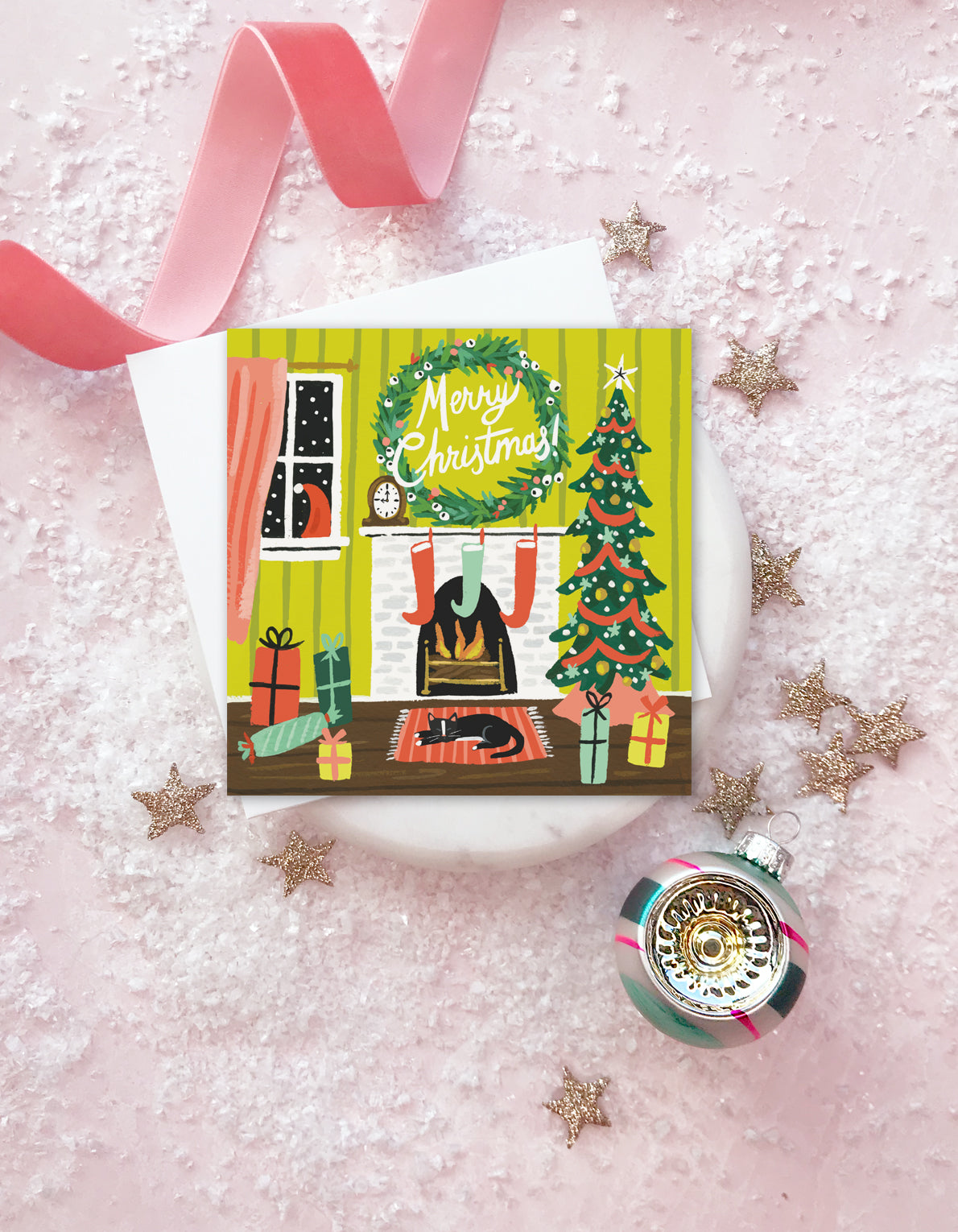 Christmas Greeting Card | Festive Fireplace