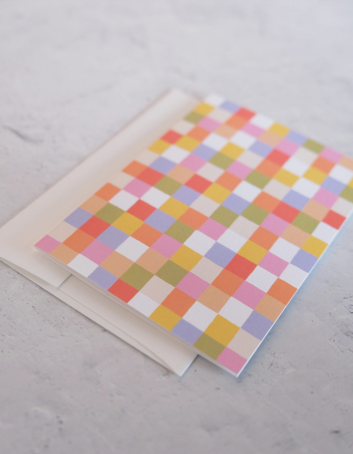 Note Cards, Boxed Set of 12 | Mini Rainbow Checks