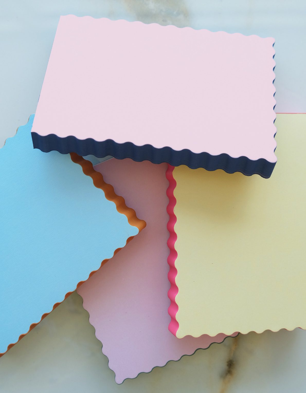 Mini Wave Shaped Notepad | Sky + Tangerine Edge